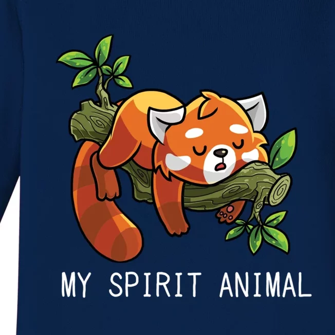 Red Panda Lazy Spirit Animal Gift Baby Long Sleeve Bodysuit