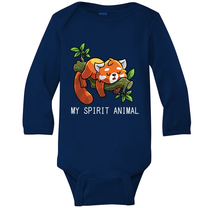 Red Panda Lazy Spirit Animal Gift Baby Long Sleeve Bodysuit