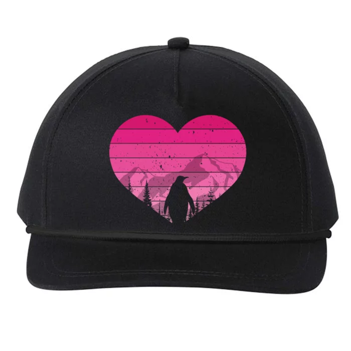 Retro Penguin Lovers Vintage Heart Valentine's Day Cool Gift Snapback Five-Panel Rope Hat