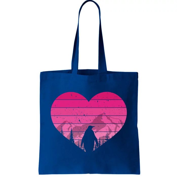 Retro Penguin Lovers Vintage Heart Valentine's Day Cool Gift Tote Bag