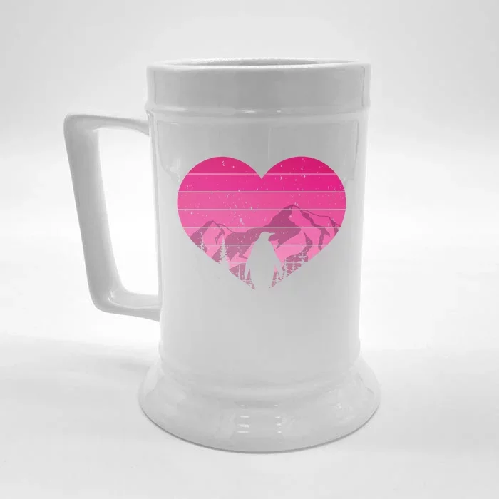 Retro Penguin Lovers Vintage Heart Valentine's Day Cool Gift Front & Back Beer Stein