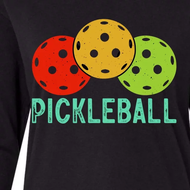 Retro Pickleball Logo Womens Cotton Relaxed Long Sleeve T-Shirt