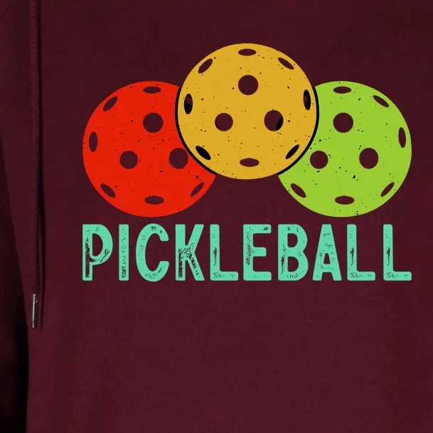 Retro Pickleball Logo Womens Funnel Neck Pullover Hood