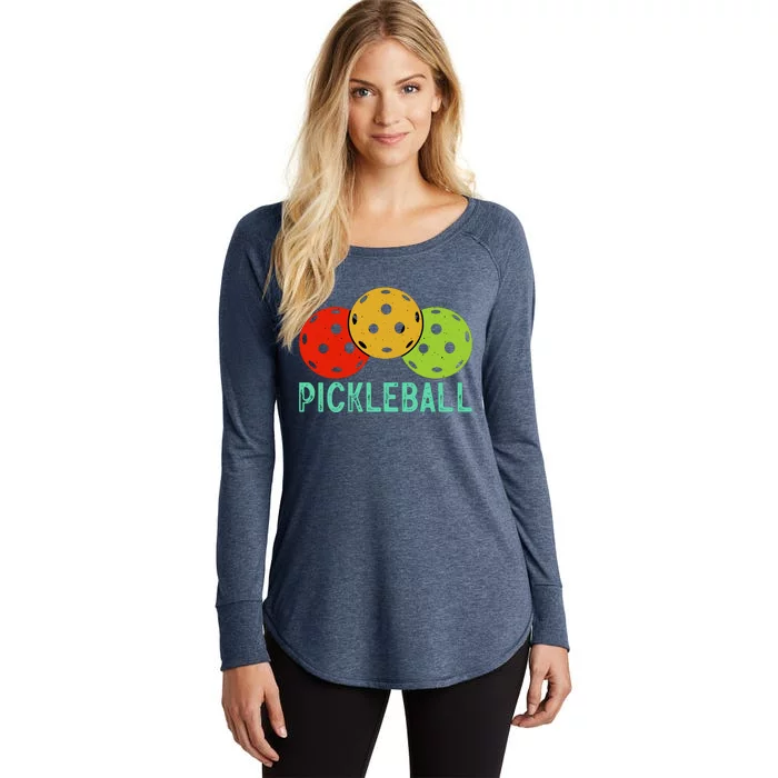 Retro Pickleball Logo Women's Perfect Tri Tunic Long Sleeve Shirt