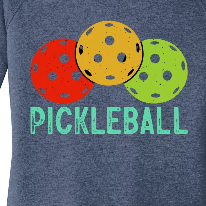 Retro Pickleball Logo Women's Perfect Tri Tunic Long Sleeve Shirt