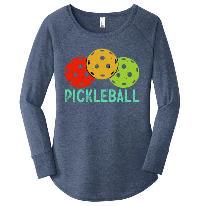 Retro Pickleball Logo Women's Perfect Tri Tunic Long Sleeve Shirt