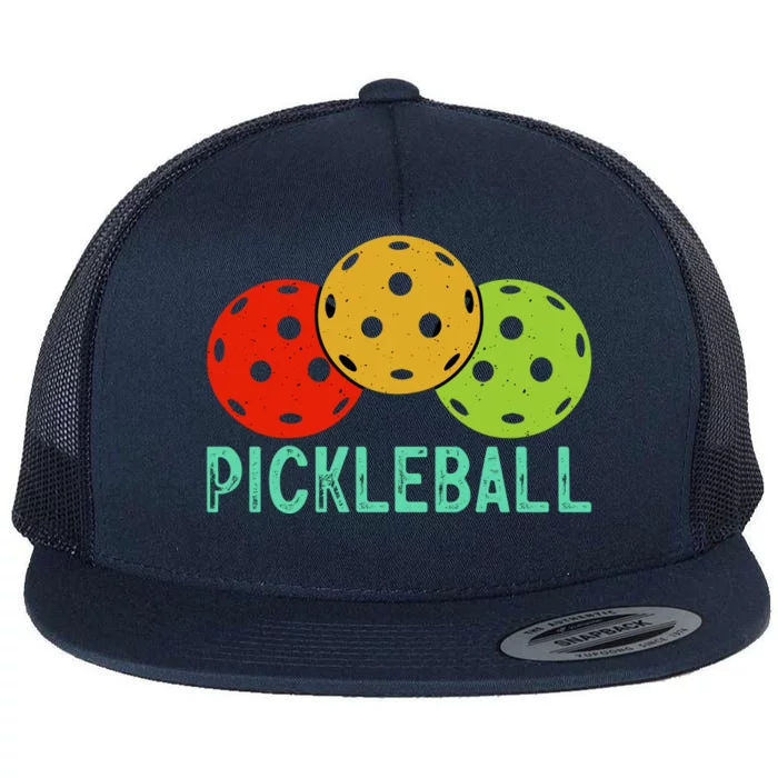 Retro Pickleball Logo Flat Bill Trucker Hat