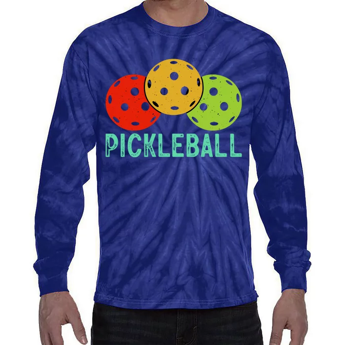 Retro Pickleball Logo Tie-Dye Long Sleeve Shirt