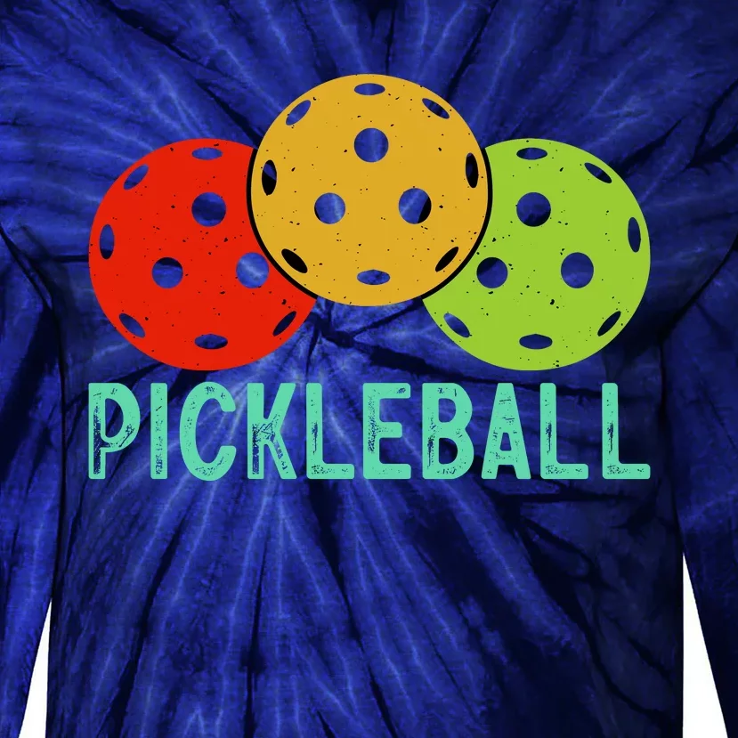 Retro Pickleball Logo Tie-Dye Long Sleeve Shirt