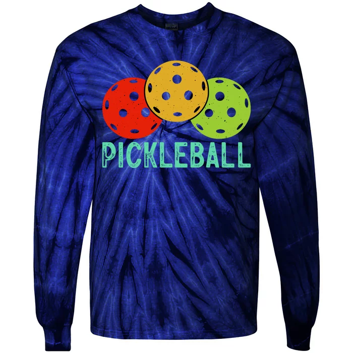 Retro Pickleball Logo Tie-Dye Long Sleeve Shirt