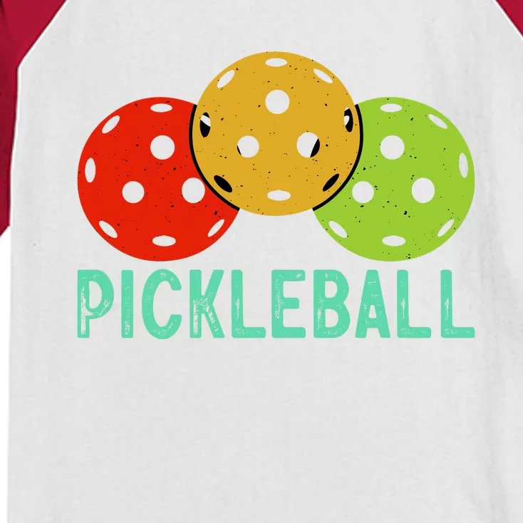 Retro Pickleball Logo Kids Colorblock Raglan Jersey