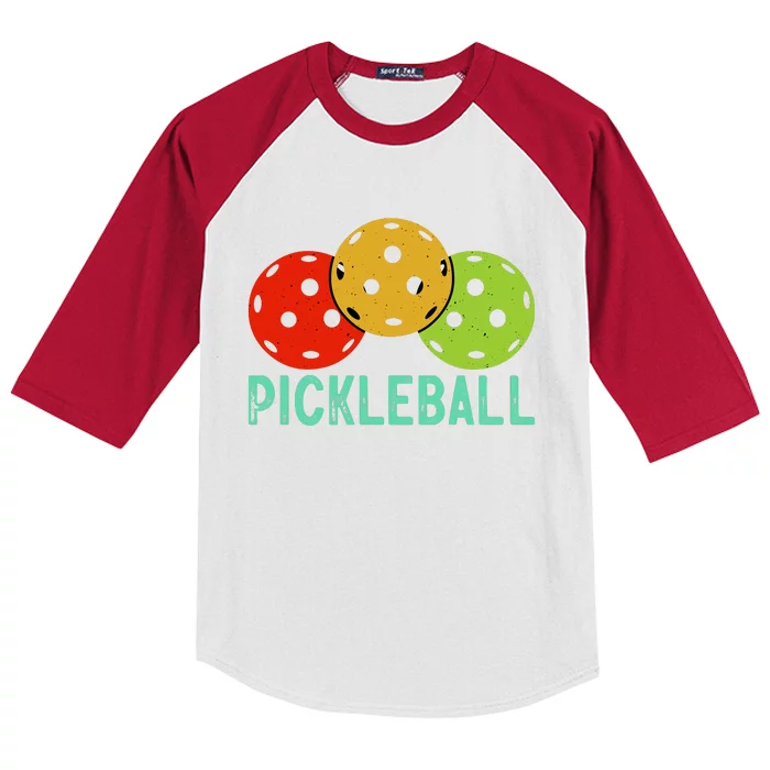 Retro Pickleball Logo Kids Colorblock Raglan Jersey