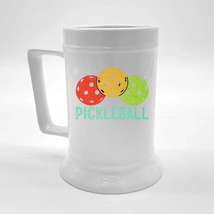 Retro Pickleball Logo Front & Back Beer Stein