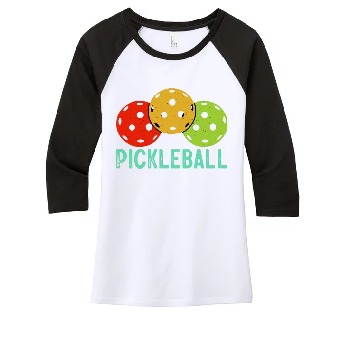 Retro Pickleball Logo Women's Tri-Blend 3/4-Sleeve Raglan Shirt