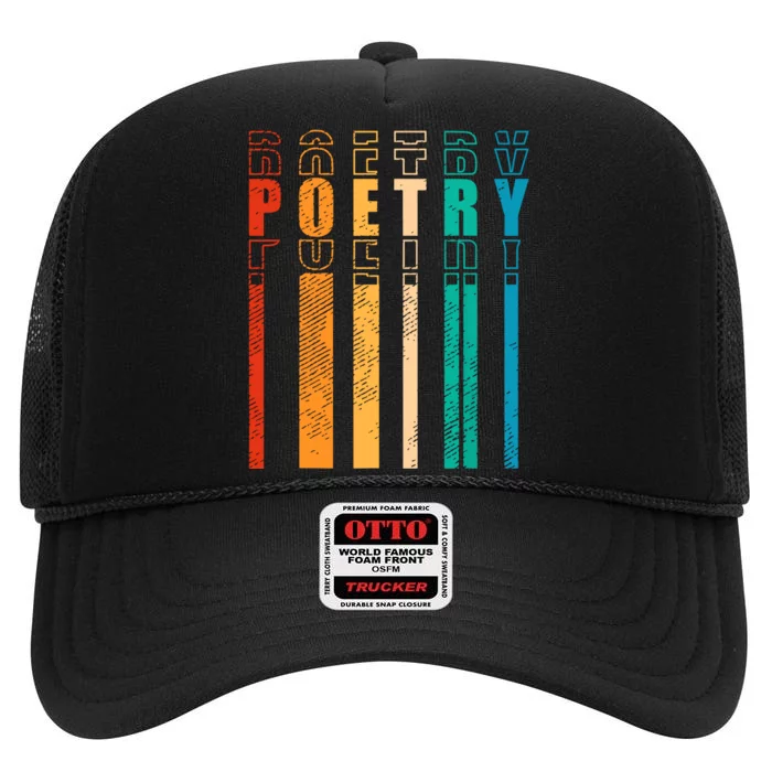 Retro Poetry Lyrics Literature Vintage Poet High Crown Mesh Trucker Hat