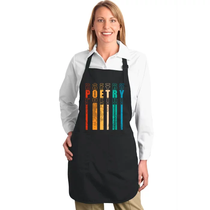 Retro Poetry Lyrics Literature Vintage Poet Full-Length Apron With Pocket