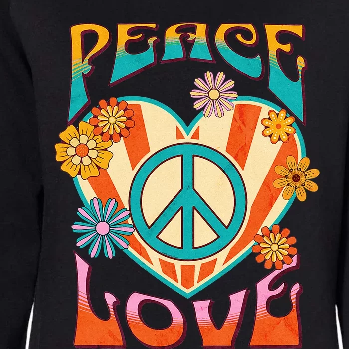 Retro Peace Love Peace Sign 60s 70s Hippie Style Womens California Wash Sweatshirt