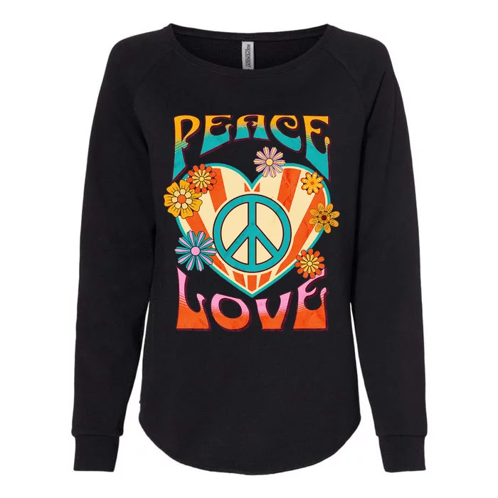 Retro Peace Love Peace Sign 60s 70s Hippie Style Womens California Wash Sweatshirt