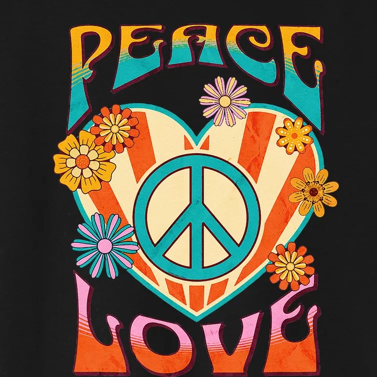 Retro Peace Love Peace Sign 60s 70s Hippie Style Women's Crop Top Tee