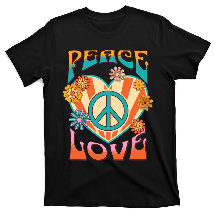 Retro Peace Love Peace Sign 60s 70s Hippie Style T-Shirt