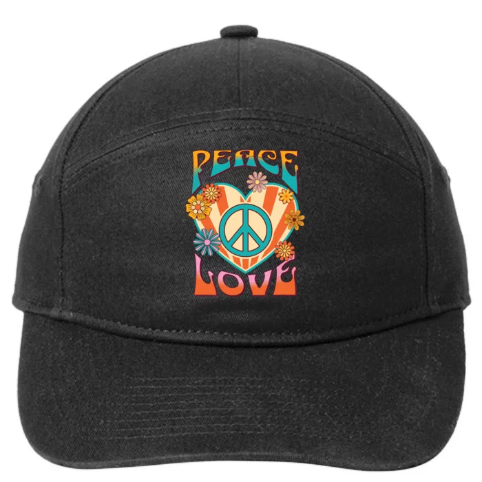 Retro Peace Love Peace Sign 60s 70s Hippie Style 7-Panel Snapback Hat