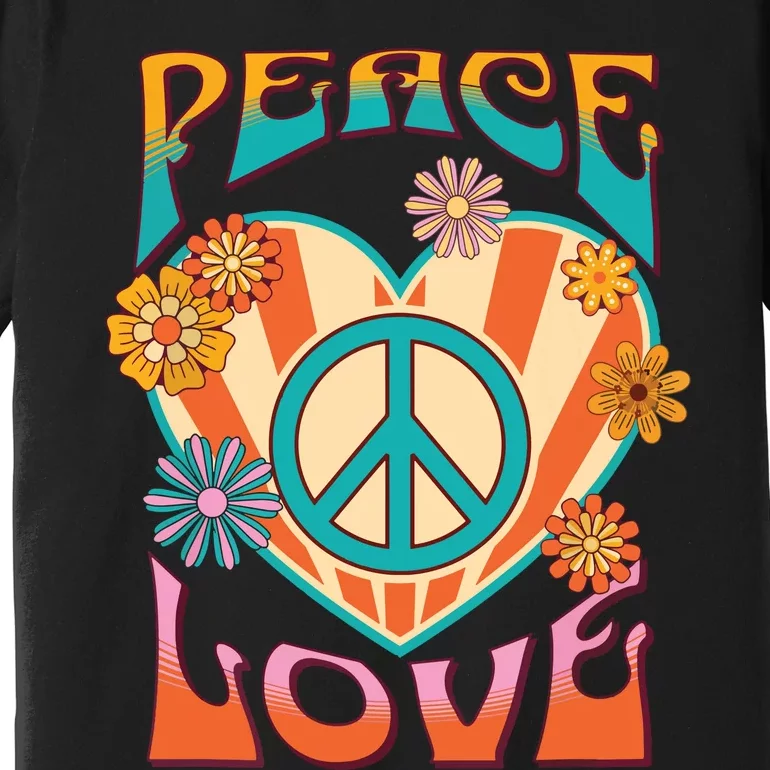 Retro Peace Love Peace Sign 60s 70s Hippie Style Premium T-Shirt