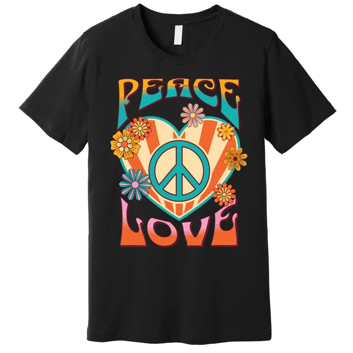 Retro Peace Love Peace Sign 60s 70s Hippie Style Premium T-Shirt