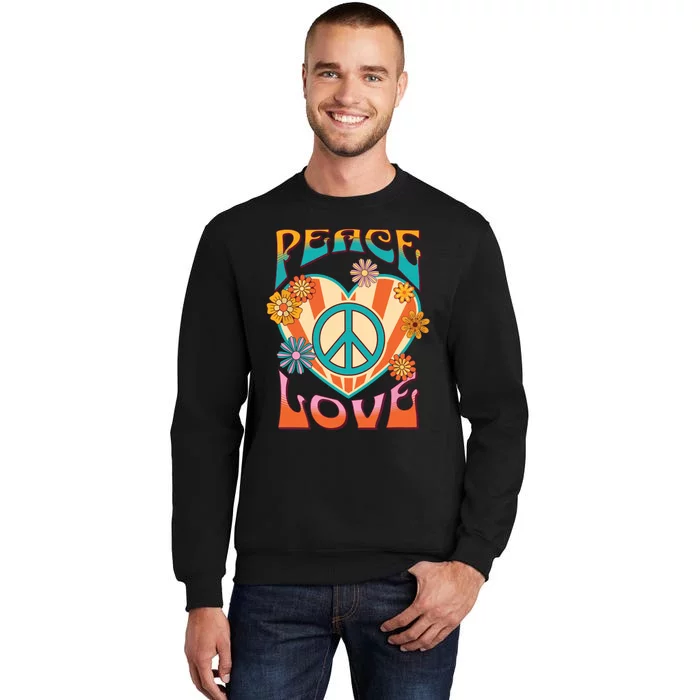 Retro Peace Love Peace Sign 60s 70s Hippie Style Tall Sweatshirt