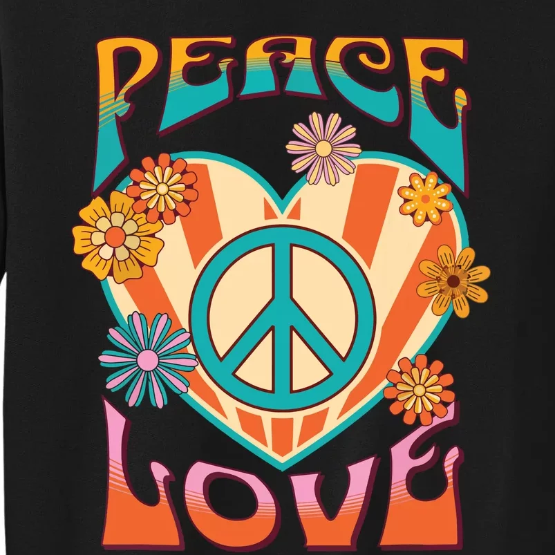 Retro Peace Love Peace Sign 60s 70s Hippie Style Tall Sweatshirt