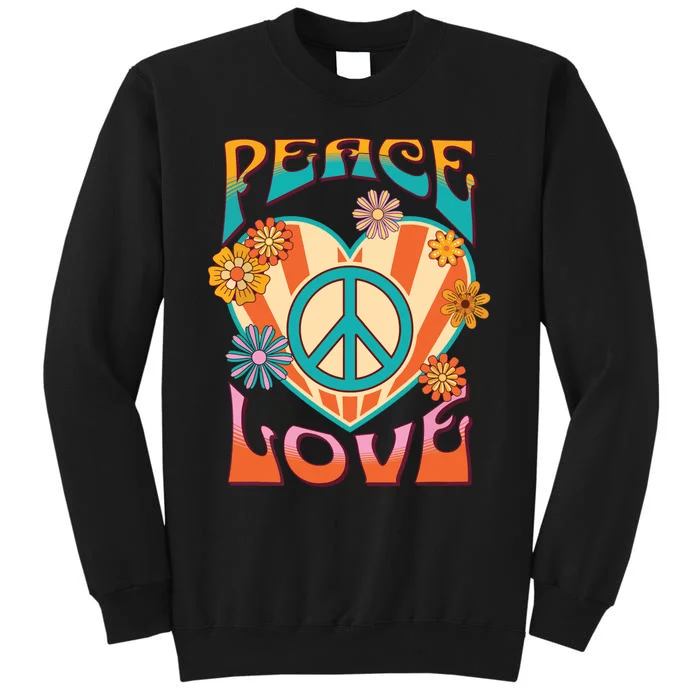 Retro Peace Love Peace Sign 60s 70s Hippie Style Tall Sweatshirt