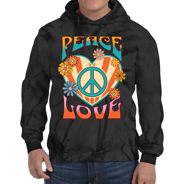 Retro Peace Love Peace Sign 60s 70s Hippie Style Tie Dye Hoodie