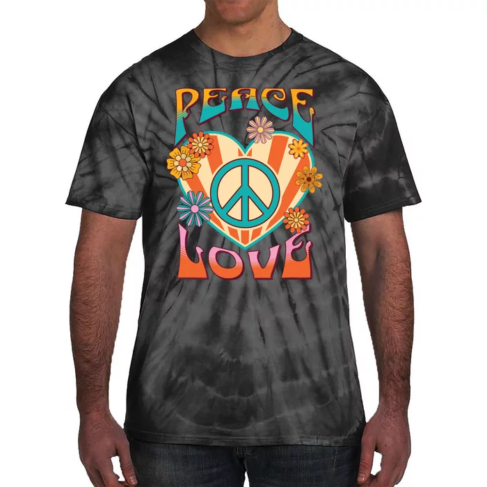 Retro Peace Love Peace Sign 60s 70s Hippie Style Tie-Dye T-Shirt