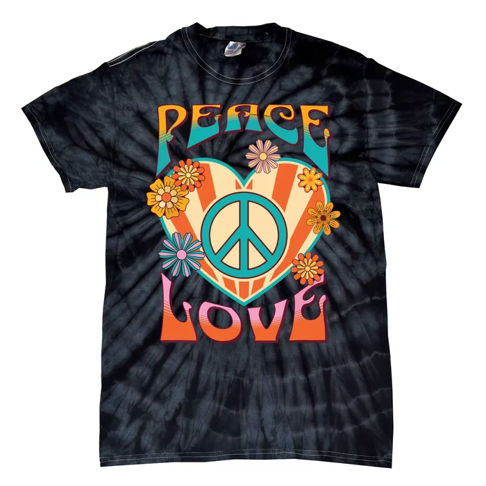 Retro Peace Love Peace Sign 60s 70s Hippie Style Tie-Dye T-Shirt