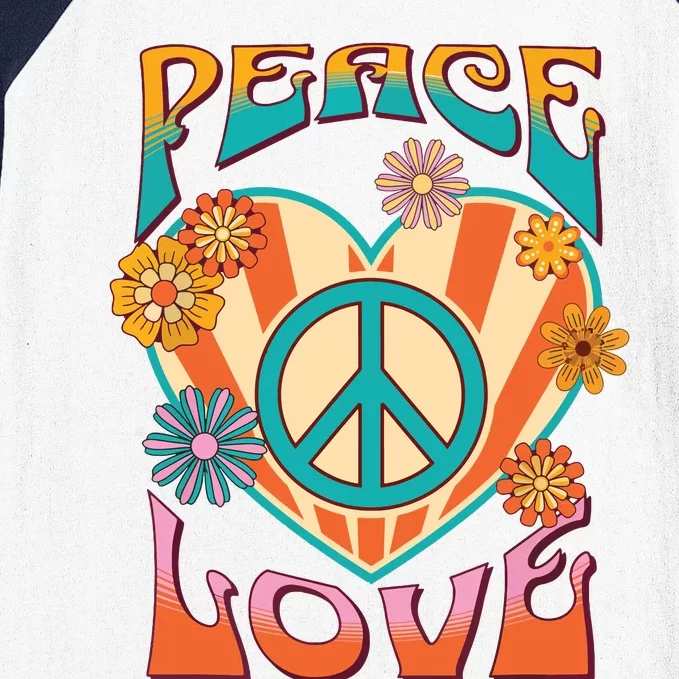 Retro Peace Love Peace Sign 60s 70s Hippie Style Baseball Sleeve Shirt