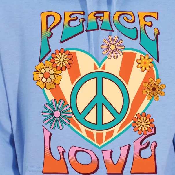 Retro Peace Love Peace Sign 60s 70s Hippie Style Unisex Surf Hoodie