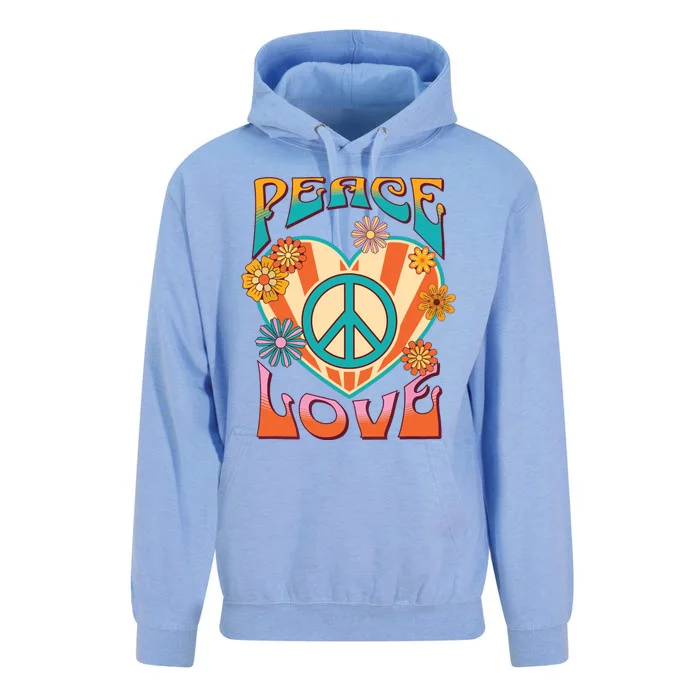 Retro Peace Love Peace Sign 60s 70s Hippie Style Unisex Surf Hoodie