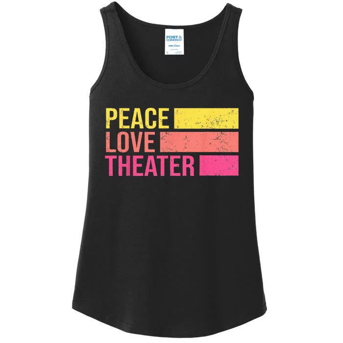 Retro Peace Love Theater For Actor & Actress Ladies Essential Tank