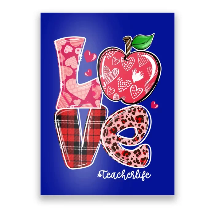 Red Plaid Love Teacher Life Happy Valentine's Day Gift Poster