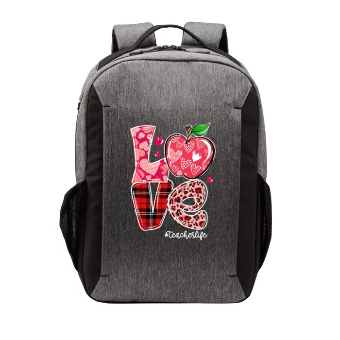 Red Plaid Love Teacher Life Happy Valentine's Day Gift Vector Backpack