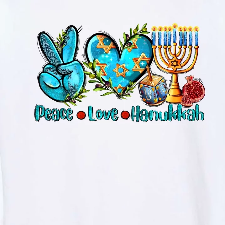 Retro Peace Love Hanukkah Jewish Garment-Dyed Sweatshirt