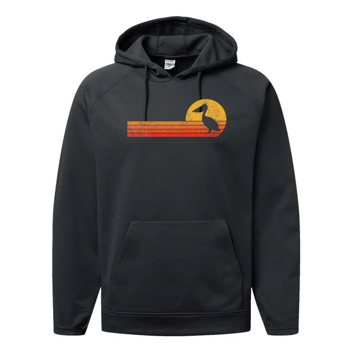 Retro Pelican Lover Funny Pelican Vintage Performance Fleece Hoodie