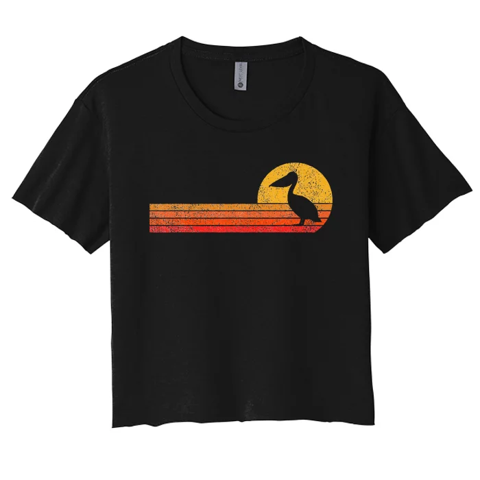 Retro Pelican Lover Funny Pelican Vintage Women's Crop Top Tee