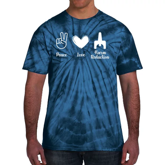 Retro Peace Love Harm Reduction Overdose Awareness Nurse Tie-Dye T-Shirt