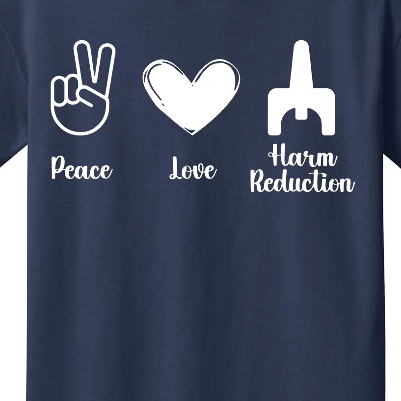 Retro Peace Love Harm Reduction Overdose Awareness Nurse Kids T-Shirt