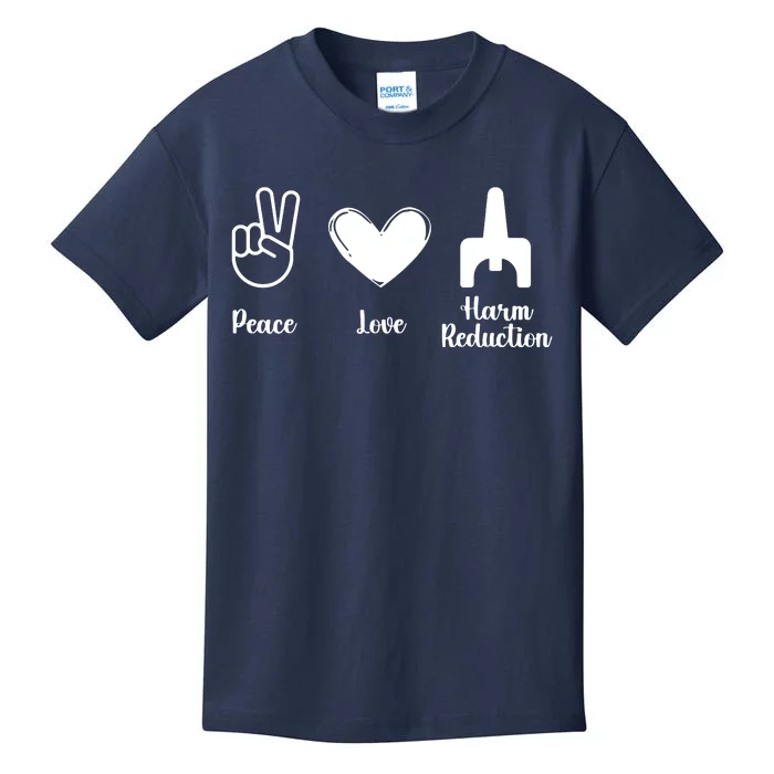 Retro Peace Love Harm Reduction Overdose Awareness Nurse Kids T-Shirt