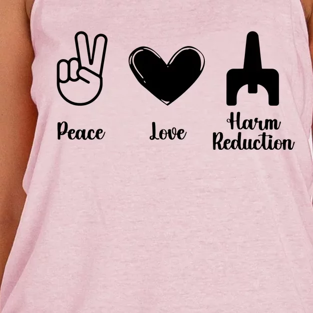 Retro Peace Love Harm Reduction Overdose Awareness Nurse Women's Knotted Racerback Tank