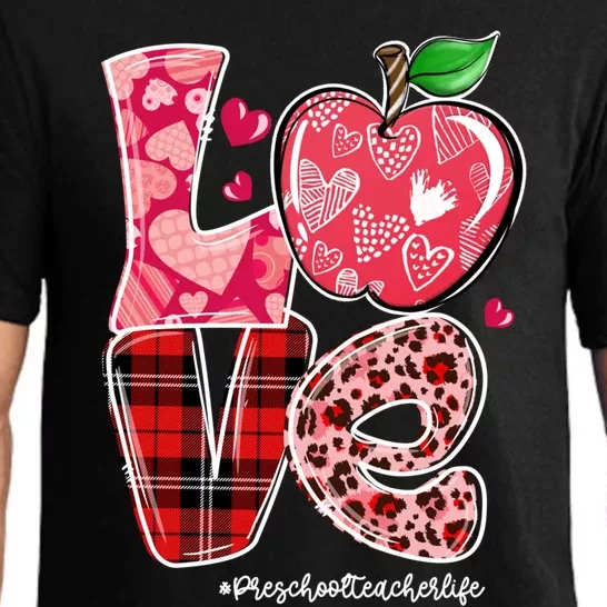 Red Plaid Love Preschool Teacher Life Happy Valentine's Day Gift Pajama Set