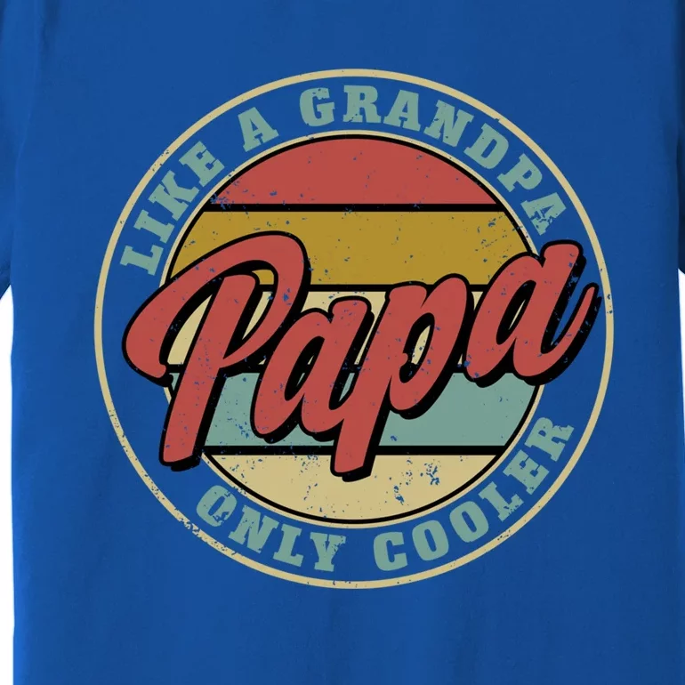 Retro Papa Like A Grandpa Only Cooler Vintage Fathers Day Gift Premium T-Shirt