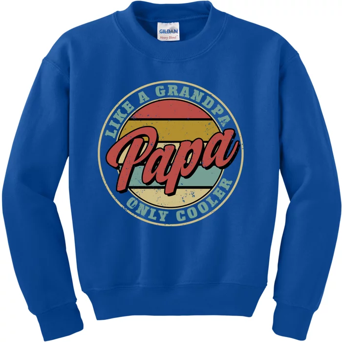 Retro Papa Like A Grandpa Only Cooler Vintage Fathers Day Gift Kids Sweatshirt