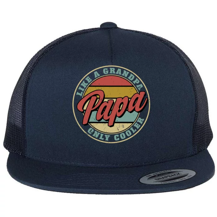 Retro Papa Like A Grandpa Only Cooler Vintage Fathers Day Gift Flat Bill Trucker Hat